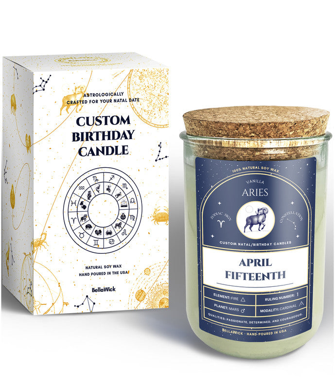 April 15th birthday candle, Aries zodiac gift