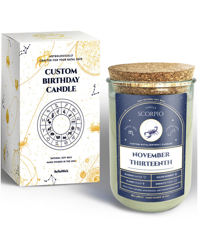November 13th birthday candle, Scorpio zodiac gift