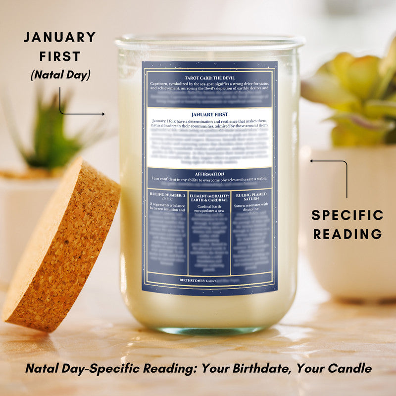 January 1st Birthdate Scented Candle