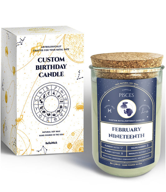 The February Nineteenth Birthdate Scented Candle