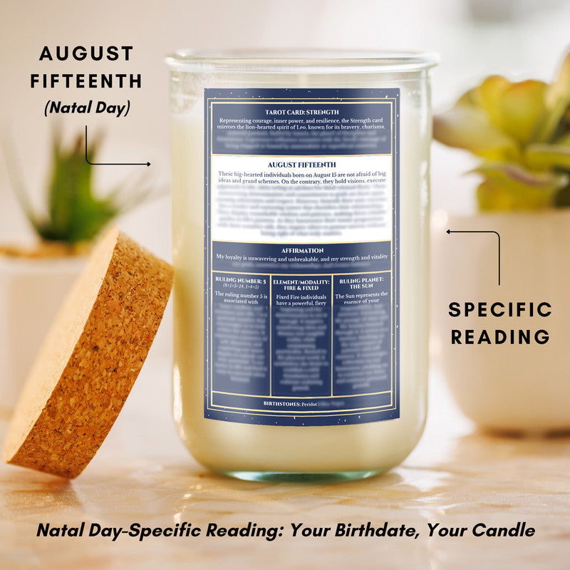 August 15th Birthdate Scented Candle